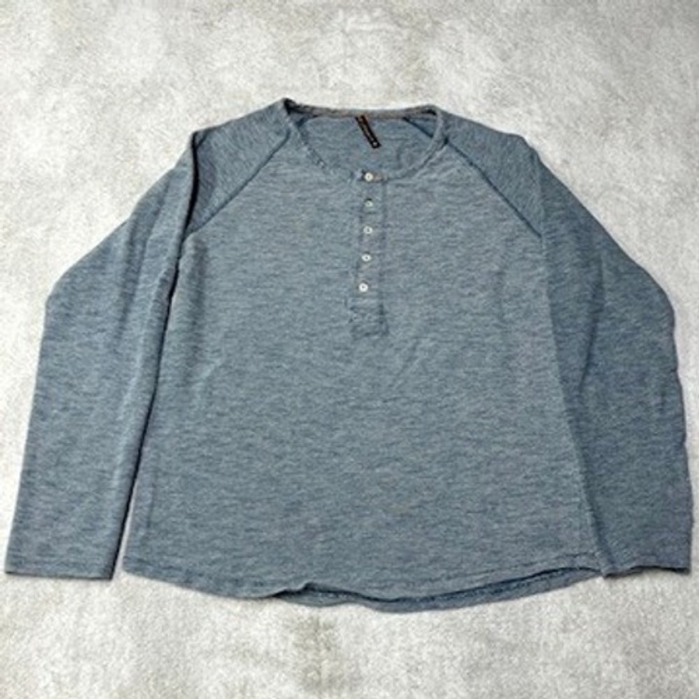 Nudie Jeans Co Henley Shirt Blue Marl Raglan Long Sleeve Mens Medium